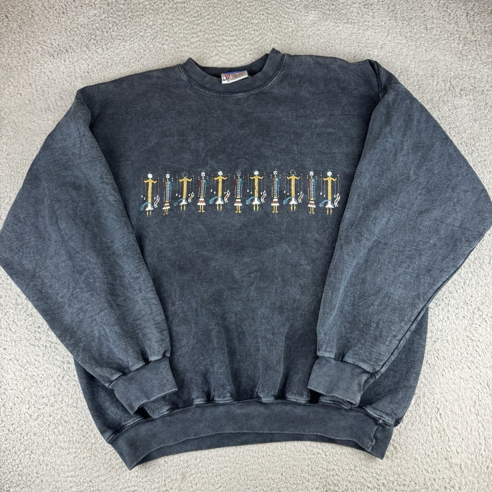 Vintage‎ Southwestern Stone Aged Rockwear Tribal Crewneck Sweater Mens XL